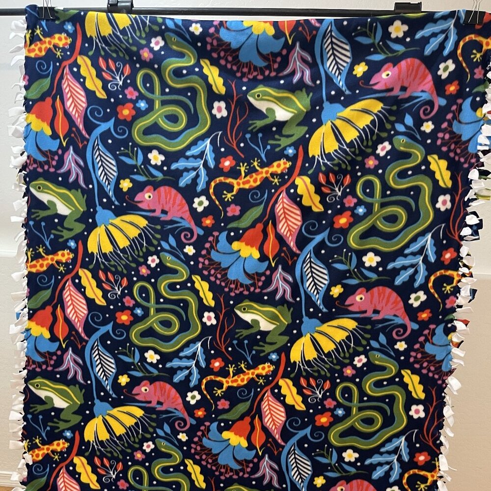 Multi-Colored Double-sided Fleece Blanket Throw #51 (52in W X 68in L)